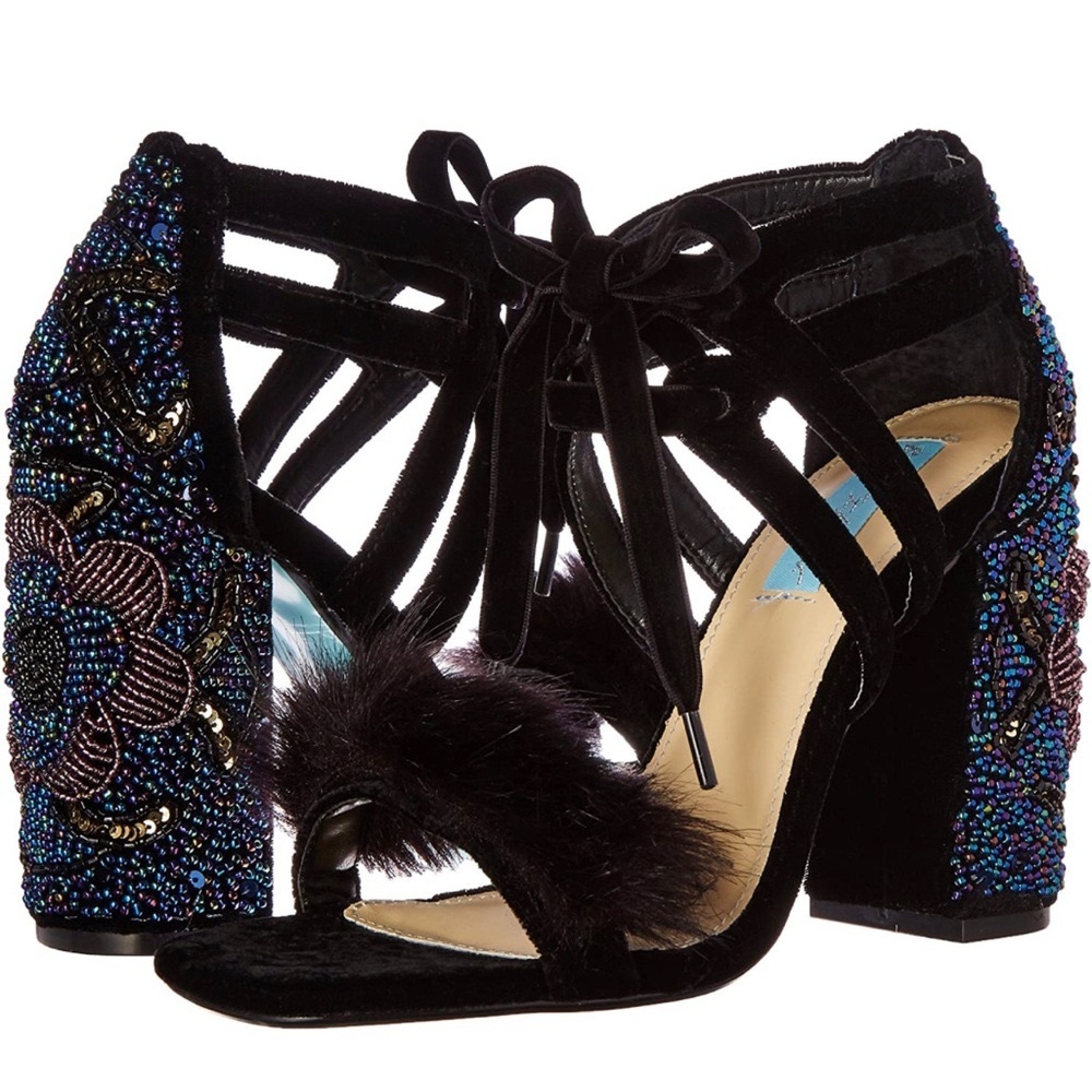 Betsey Johnson something blue Luca heeled sandals for holiday party